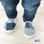 【男の子に！】パッチワークデニムのキッズスリッポン