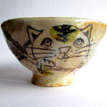 佐藤大士　猫のご飯茶わん＊稲穂と猫