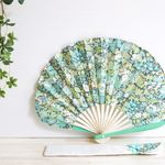 Flower扇子*リバティThorpeグリーン×ミント