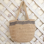 ♡送料込み♡キラキラボーダー肩掛けカゴバッグ♡Blue border