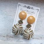 レトロイエローカボション✱ヴィンテージピアス