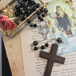 【諸刃の剣】オニキスとスモーキークォーツのロザリオ