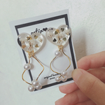 再販❤︎かすみ草ハートのゆらゆらパールイヤリング ピアス