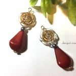 1点限定☆レッドドロップ☆薔薇クリアアンティークのピアス/イヤリング
