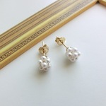 ミニパールボールピアス*ホワイト*