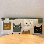 猫柄帆布のぺったんこペンケース