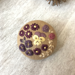（小）刺繍ブローチ ビオラ、都忘れ、トルコ桔梗