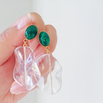 【SALE】(No.5)グリーンストーンクリアパーツピアス