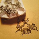 イマジネリフラワーのthank you ハーフリース ワンポイント 消しゴムはんこ