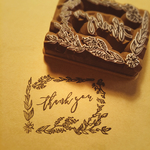 野花のスクエアリースthank you ワンポイント 消しゴムはんこ