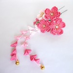 桜のUピン簪　桃色 　　☆浴衣☆七五三☆成人式☆和装☆かんざし