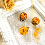 flower jewelry～きいろいばらのビー玉イヤーカフ&ネックレスセット～