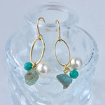 海の宝石箱♡ターコイズ×コットンパールピアス