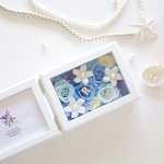MEMORIES “happy wedding（BLUE）” 新郎新婦（カップル）のイニシャル入りフォトフレーム