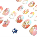 【PINKcolorセール★6/10まで】ショートネイルチップ（小さい爪）－パステルドット－