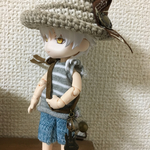 夏帽子アクセセット:ベージュしましま