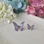煌めく紫陽花ヘレナモルフォのアシンメトリーピアス@ブルーピンク