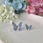 煌めく紫陽花ヘレナモルフォのアシンメトリーピアス@ブルーグリーン