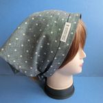 グレー・ドット　ギャザー入りバブーシュカ・三角巾