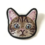 キジトラの刺繍ブローチ （受注生産)再販