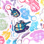 ＊新作【フレークシール】なないろ戦車ヒトマルくん