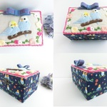 インコ◆アクセサリーBOX◆収納ケース◆刺繍セキセイインコ