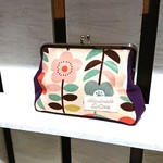がま口化粧ポーチ花柄ピンク