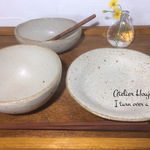 おうちごはんセット / ごはん茶碗、オーバル型の小鉢、そばかす模様の小皿（アイボリーホワイト）