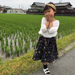 再販 お花とミツバチフリルウエストスカート