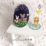 ⭐️ぬいぐるみくまさんと、うさぎさんの、星に願いを✨刺繍ブローチ