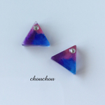 パープル×ピンク×ブルー★三角のピアス（スワロフスキー付き）