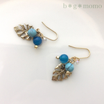 【再販10】ターコイズ&ボタニカルリーフピアス（ターコイズブルー・イヤリング）