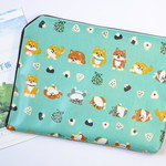 ＊柴犬とおむすびコロコロ＊エメラルドグリーン・汚れや水に強い!ラミネート生地・お薬手帳ポーチ・母子手帳ケース　診察券やカード類の整理に活躍✨