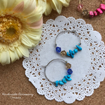 ♡一点物♡silver♡クリスタルとターコイズブルーのフープピアス♡