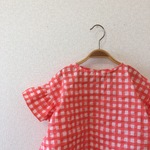 90cm★ふわふわチェックの袖フリルチュニック/re