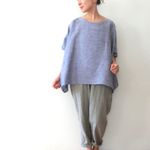 リネンすこし長めゆるだらプルオーバー（ヒヤシンス）