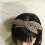 うさみみワイヤーリボン   ソフト綿麻　ベージュ