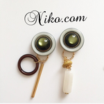 2way vintage botton イヤリングピアス