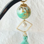 ＊再販・＊エメラルドグリーンかんざし*。・ﾟ・＊
