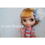＊cent-fleurs＊ 22㎝ドール(ブライス)用アウトフィット✴︎浴衣–花柄×チェック✴︎