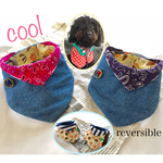 cool❗️リバーシブル ワンちゃん 襟つきクールバンダナ！ ダンガリー&きのこ🍄ダンガリー4WAY (小型犬用)