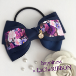 和♡3リボンヘアゴム♡ネイビー×和花パープル♡再販59