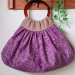 ギャザーが可愛い♡グラニー トート　〔ボタニカルパープル〕