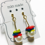 【再販】大粒パール × カラフルオーガンジー  ピアス イヤリング