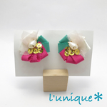 2.clip earrings＊イヤリング＊リボンとパール＊チュール