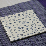 【再販】陶製なべ敷きMy Pad (にゃん吉　青)　角型