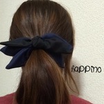 tie up　リボン　ヘアゴムorバレッタ　ネイビー　2カラー