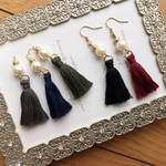 darkcolor*タッセル パール ピアス*イヤリング変更可