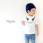 再販2＊名前入り★ヘッドフォンTシャツ〔ホワイト〕／出産祝い／誕生日／プレゼント／ヘッドホン