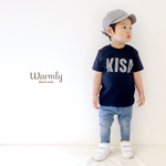 名前入り★名前ストライプ Tシャツ〔ネイビー〕／出産祝い／誕生日／プレゼント